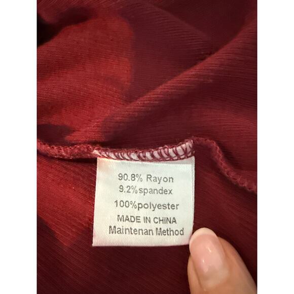 Burgandy Women's Sweater Size XL with sheer polka dot Bishop Sleeves - Picture 7 of 8